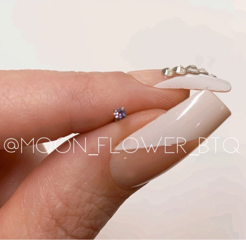 Purple Round CZ L Shaped Nose Ring