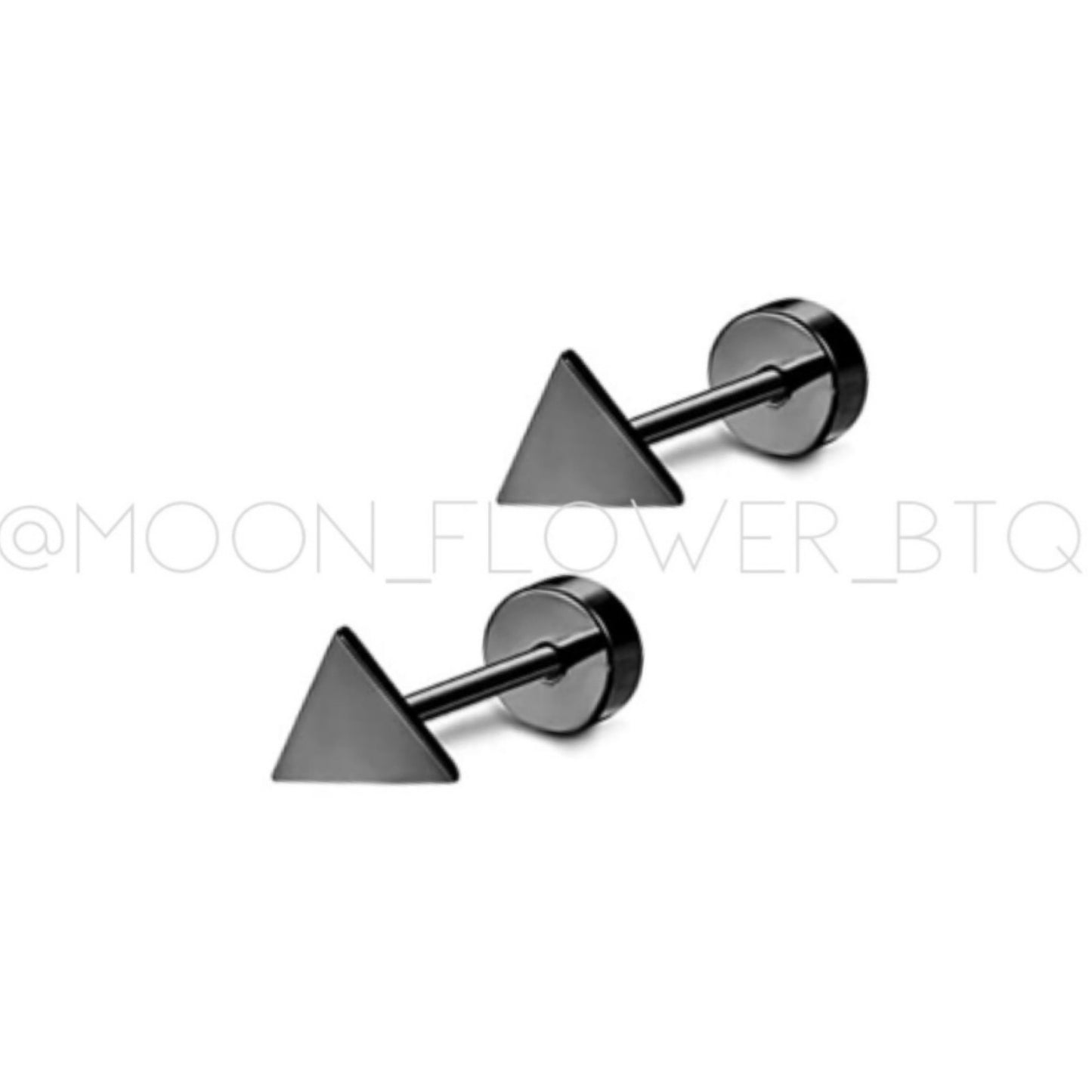 Tiny Black Solid Triangle Earrings