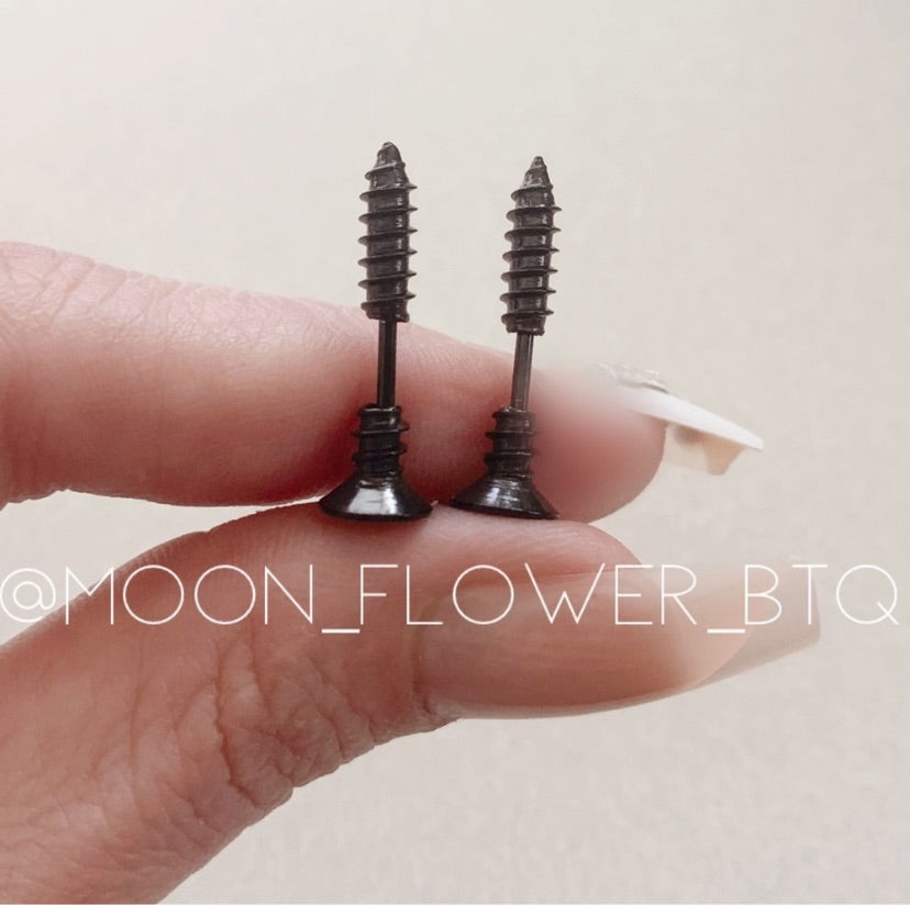 Black Screw Earrings