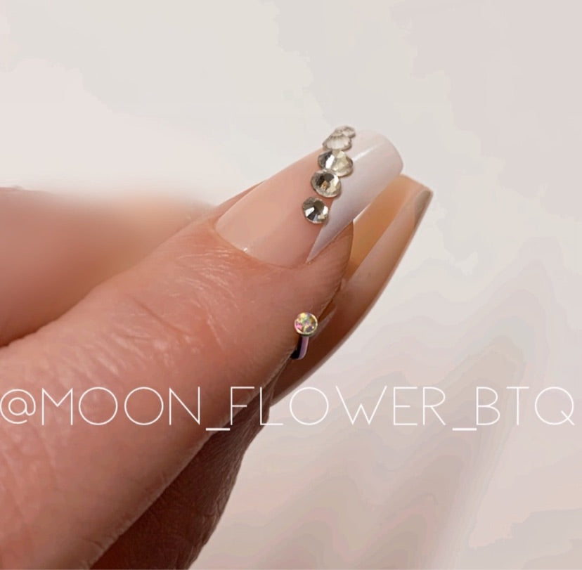 Rainbow CZ Hook Screw Nose Ring