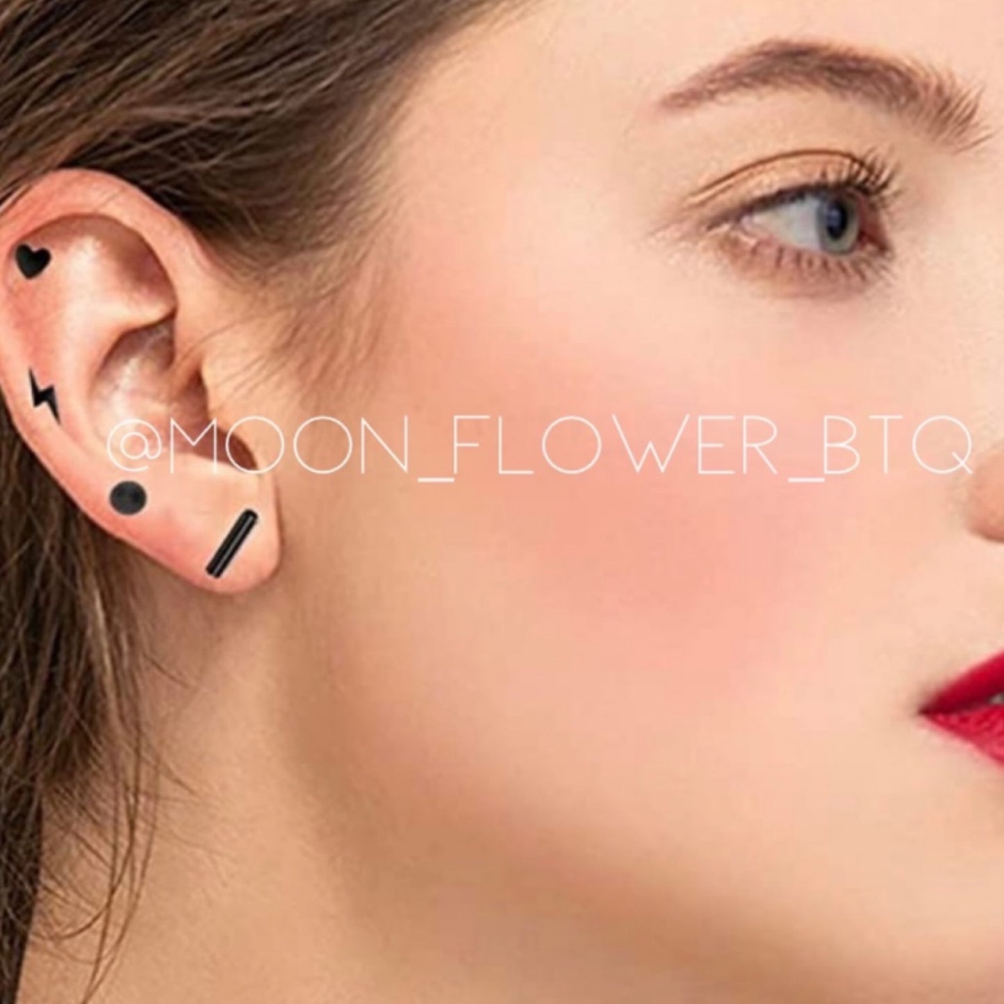 Tiny Black Bar Flat Back Earrings