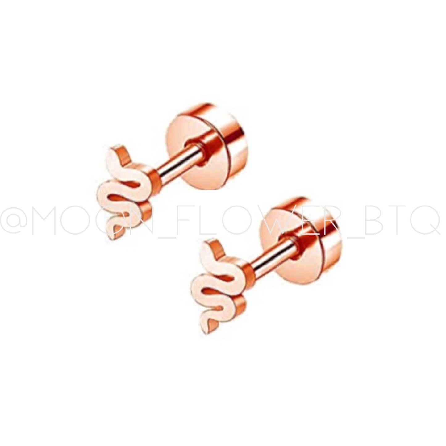 Tiny Rose Gold Snake Earrings