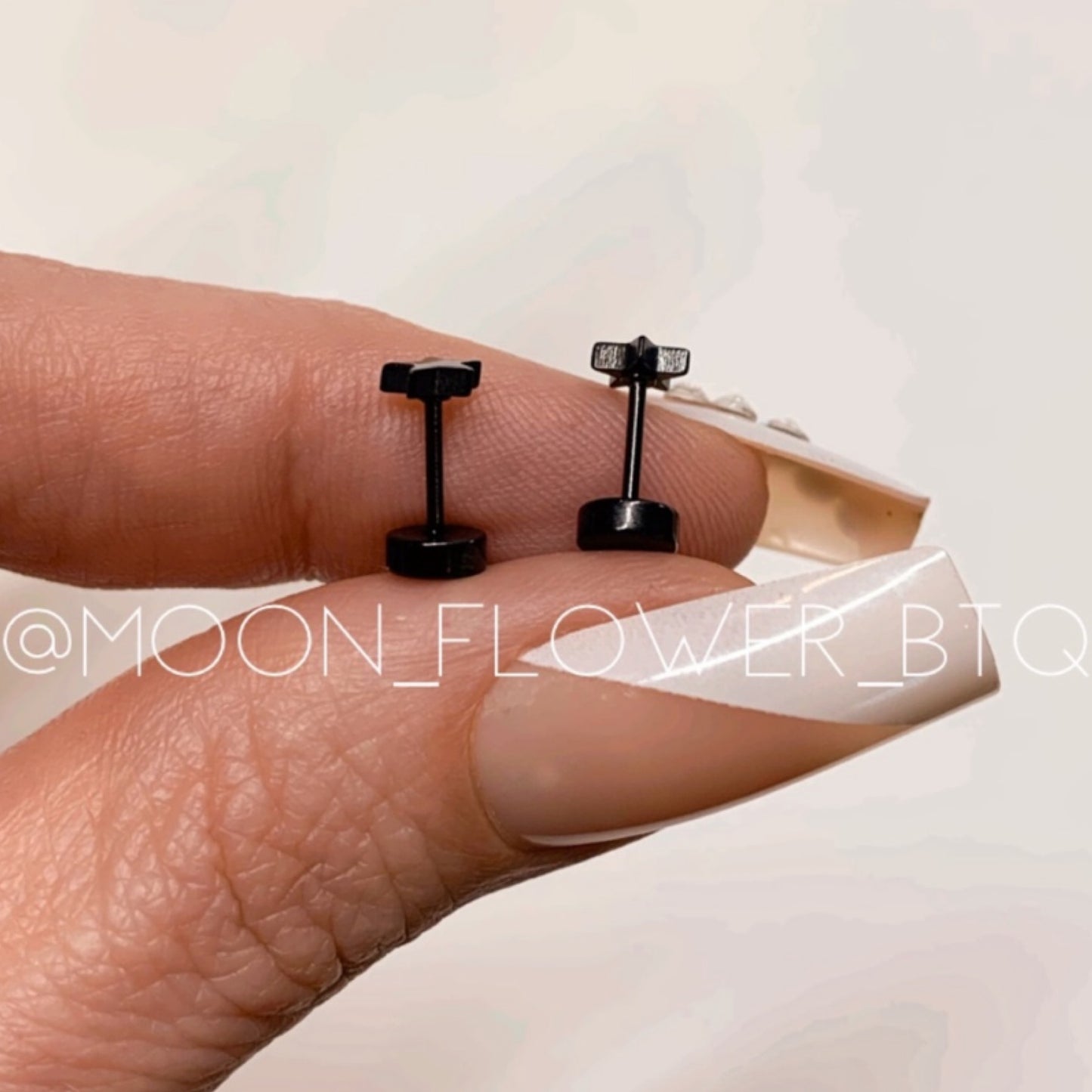 Tiny Black Star Earrings