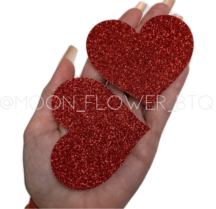 Red Sparkly Heart Pasties