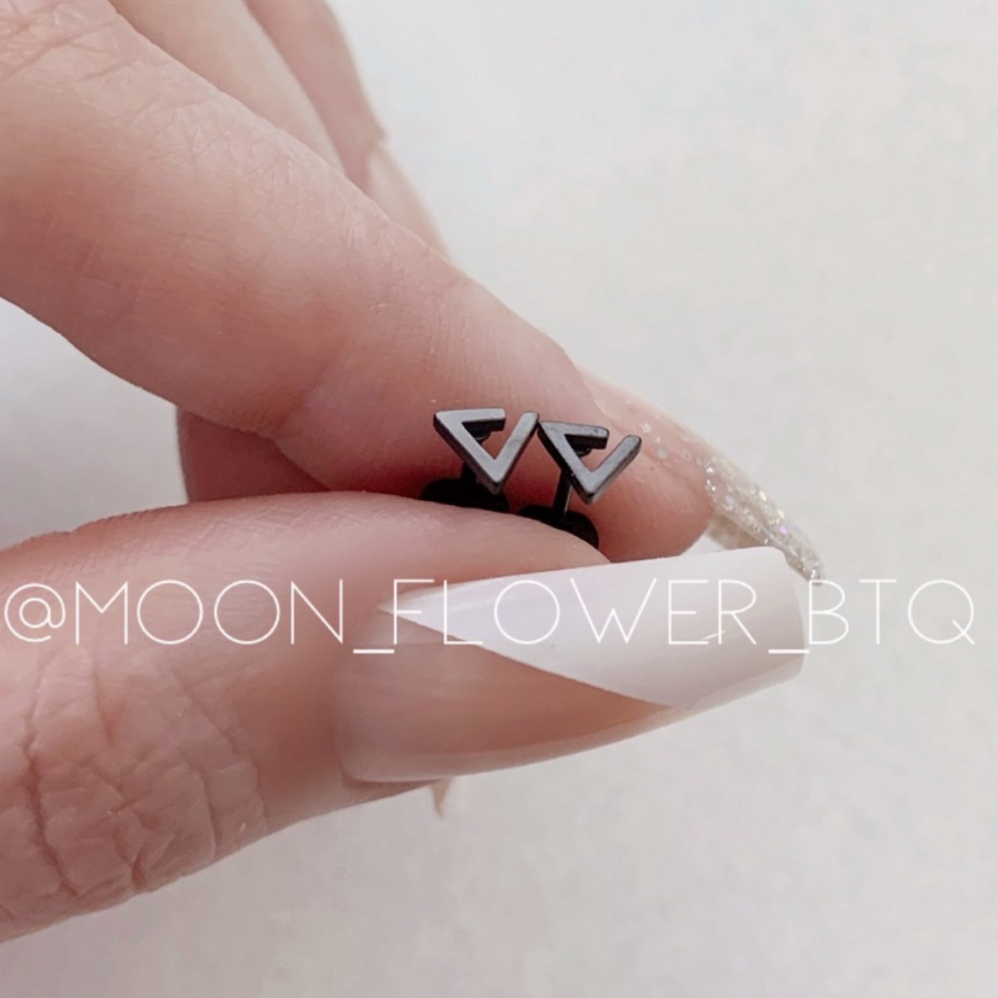 Tiny Black Triangle Earrings