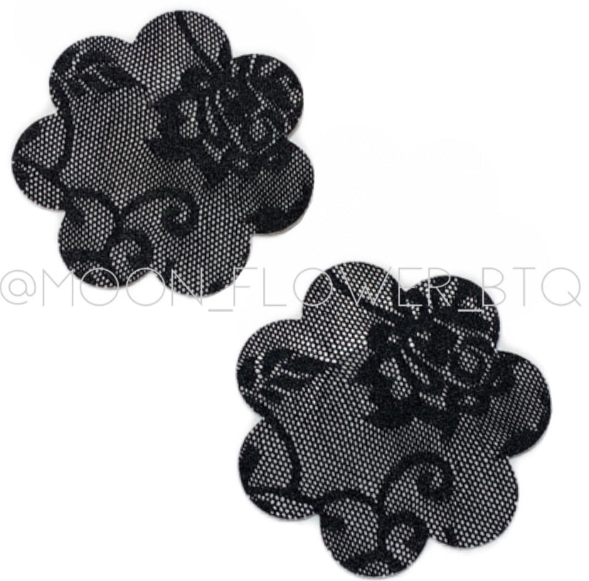 Black Lace Flower Pasties