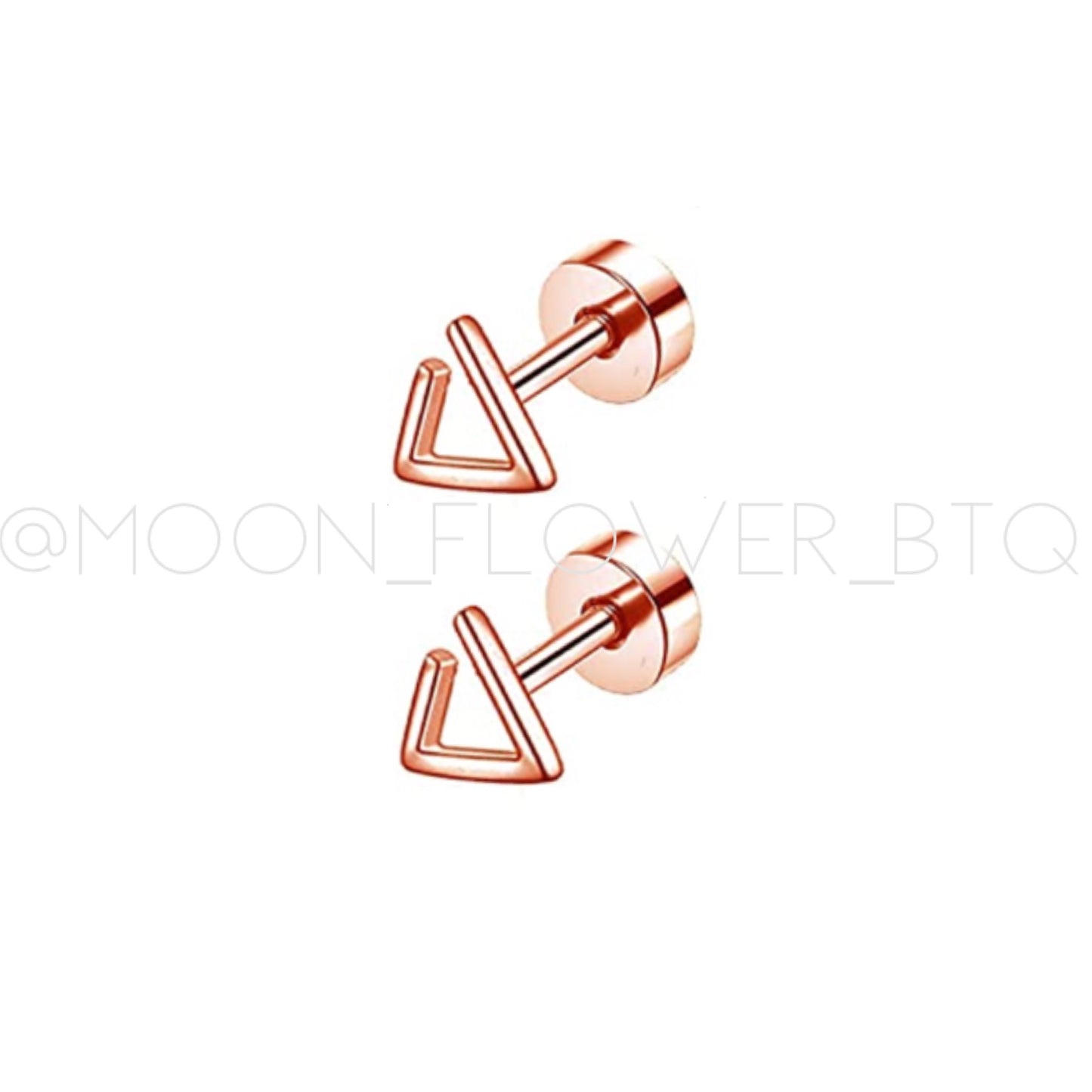 Tiny Rose Gold Triangle Earrings