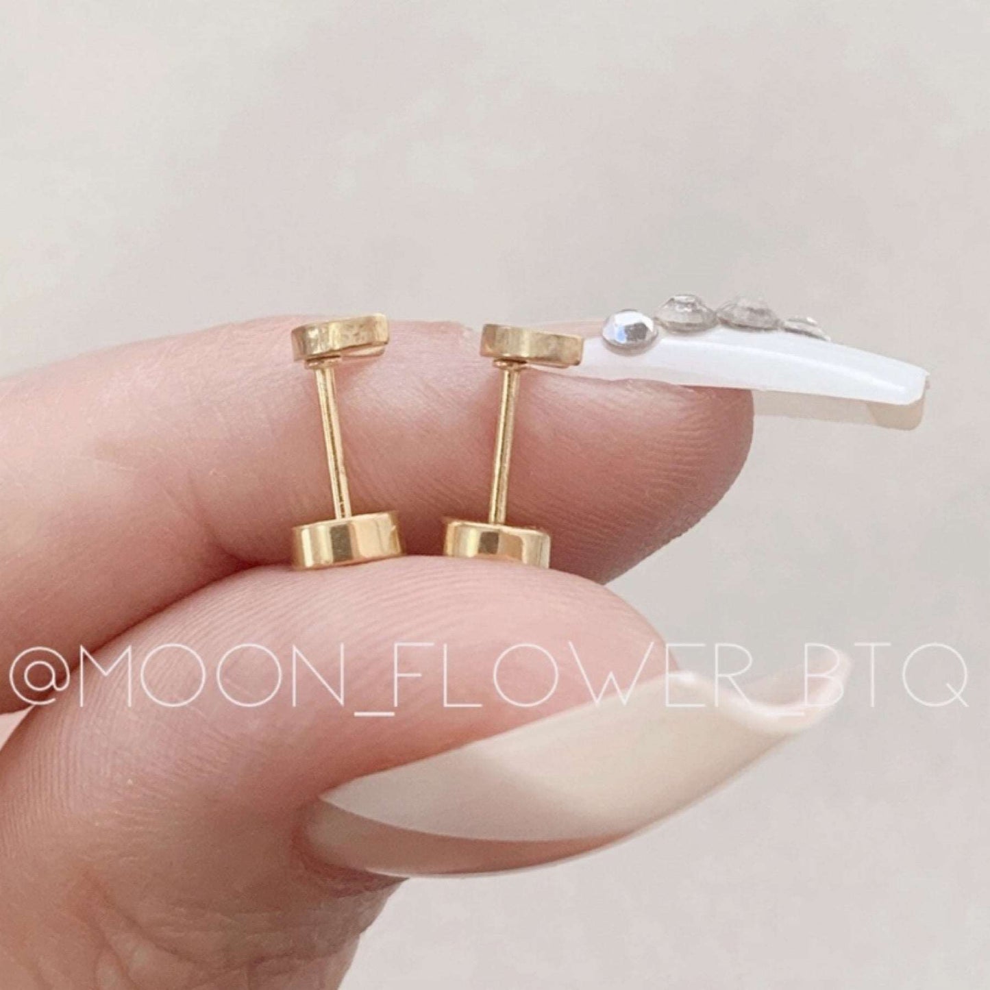 Tiny Gold Moon Flat Back Earrings