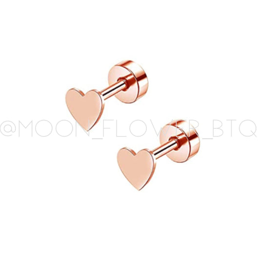 Tiny Rose Gold Heart Earrings