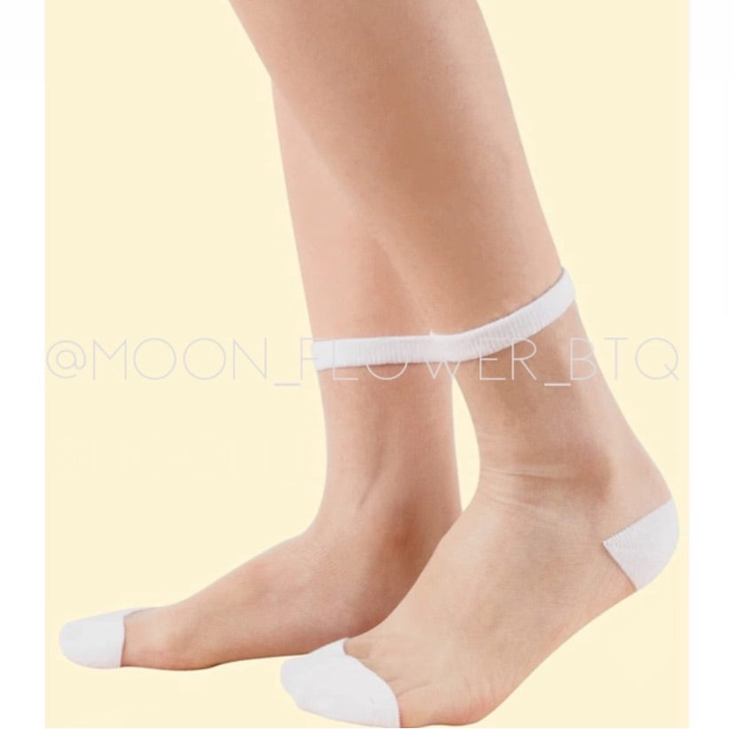 White Sheer Mesh Transparent Nylon Socks