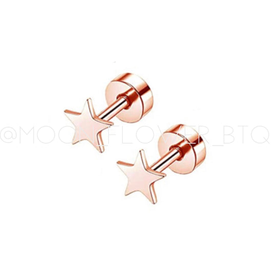 Tiny Rose Gold Star Earrings