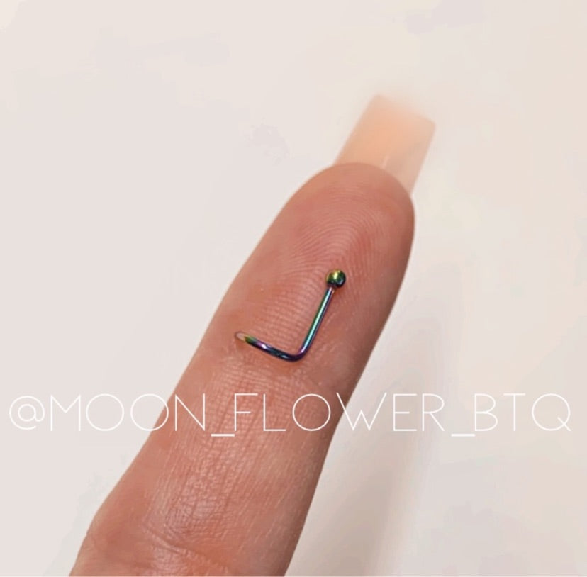 Rainbow Ball Hook Screw Nose Ring