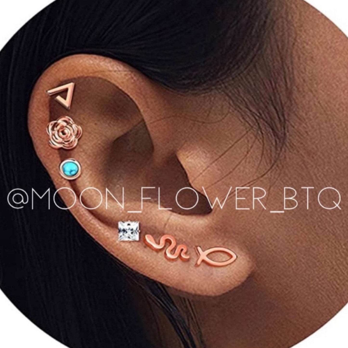 Tiny Rose Gold Triangle Earrings