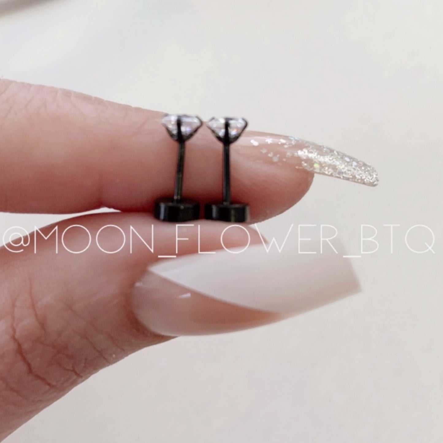 Tiny Black Square CZ Earrings