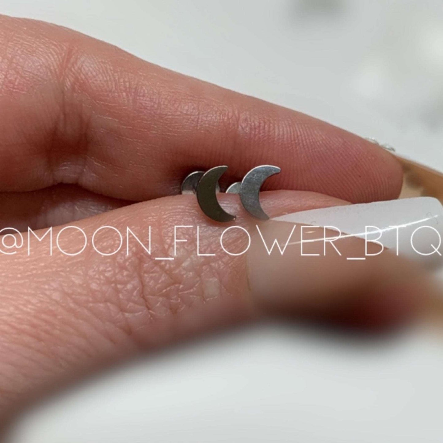 Tiny Silver Moon Earrings