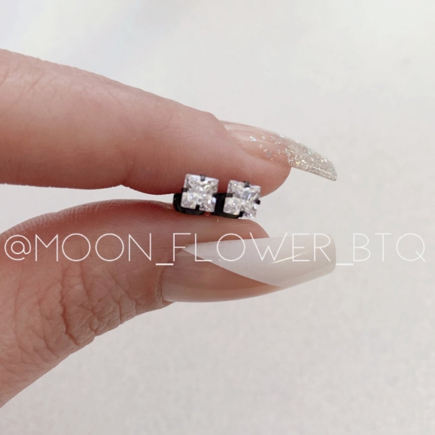 Tiny Black Square CZ Earrings