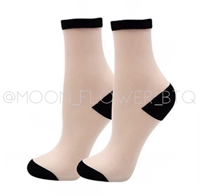 Black Sheer Mesh Transparent Nylon Socks