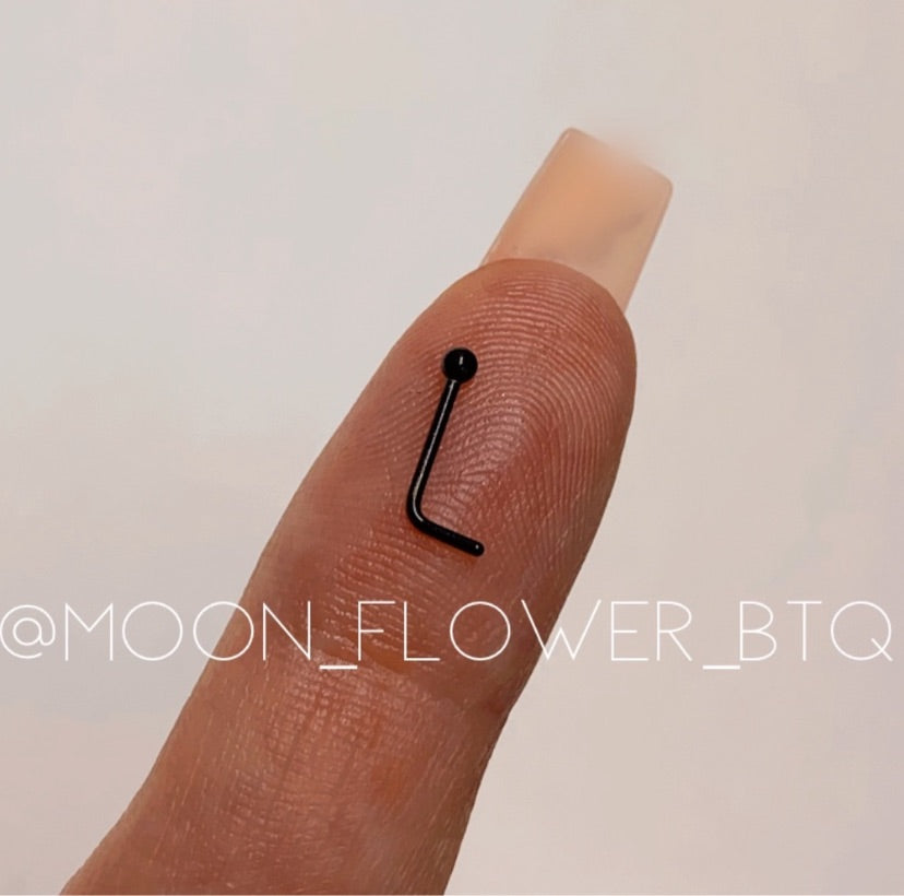 Black Ball L Shaped Nose Ring