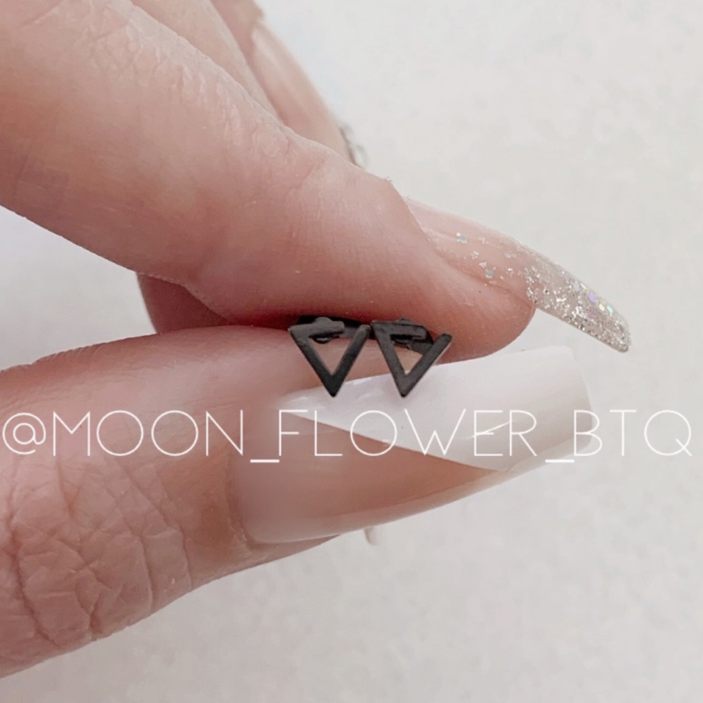 Tiny Black Triangle Earrings