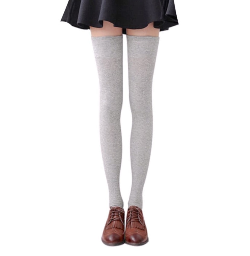 Light Gray Over the Knee Thigh High Socks