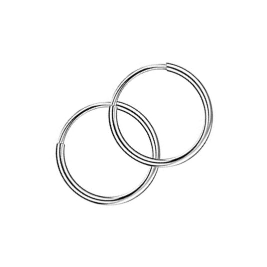 Tiny Silver Endless Hoop Earrings 12mm